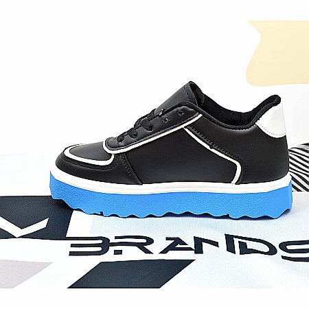 Adidasi de dama negru MBrands cu talpa inalta albastra 031 [2]