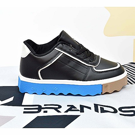 Adidasi de dama negru MBrands cu talpa inalta albastra 031 [1]