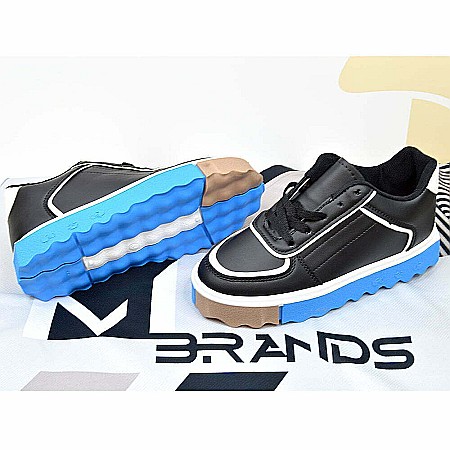 Adidasi de dama negru MBrands cu talpa inalta albastra 031 [4]