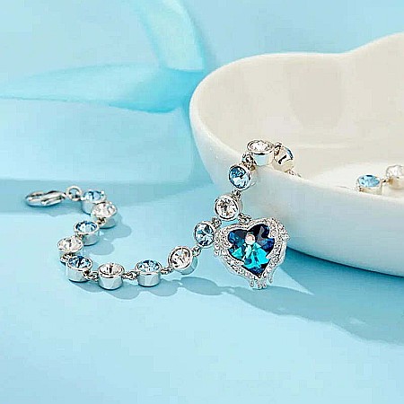 Bratara MBrands Angel, Charm in forma de inima cu cristal Austria, placata cu rodiu [1]