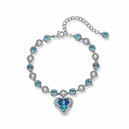 Bratari | Inele - Bratara MBrands Angel, Charm in forma de inima cu cristal Austria, placata cu rodiu