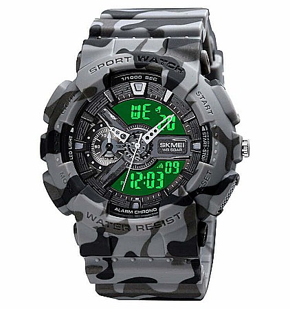 Ceas Army SKMEI 1688 Dual Time analog si digital, Inot, Cronograf , barbatesc [0]