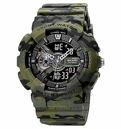 Ceas Army SKMEI 1688 Dual Time analog si digital, Inot, Cronograf , barbatesc [6]
