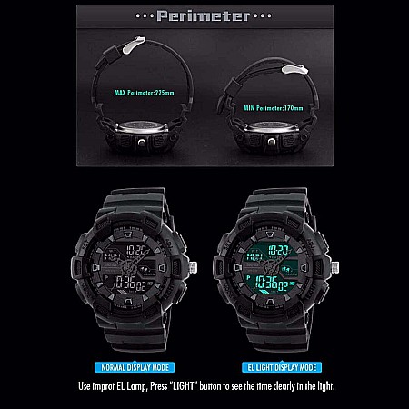 Ceas barbatesc Army SKMEI 1189 negru Dual Time analog si digital Quartz [3]