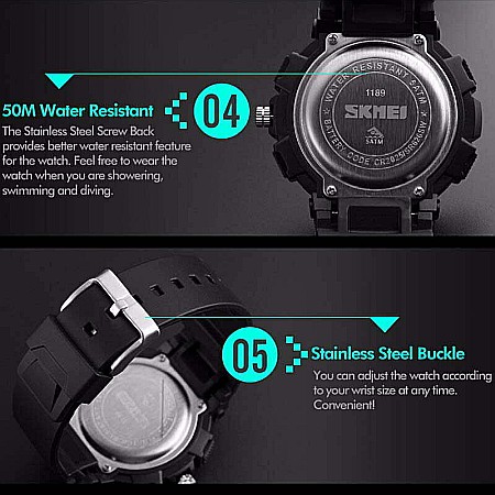 Ceas barbatesc Army SKMEI 1189 negru Dual Time analog si digital Quartz [4]