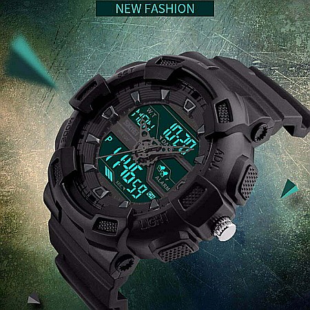 Ceas barbatesc Army SKMEI 1189 negru Dual Time analog si digital Quartz [1]