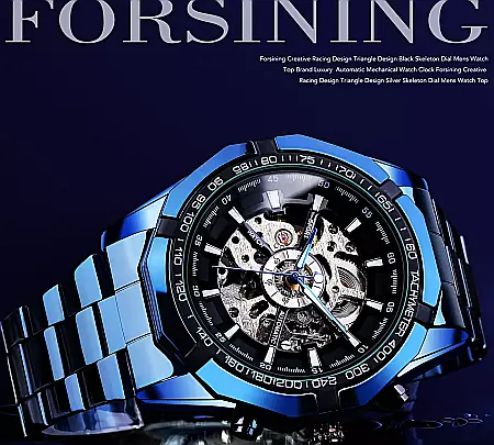 Ceas barbatesc Forsining automatic, bratara inox [5]