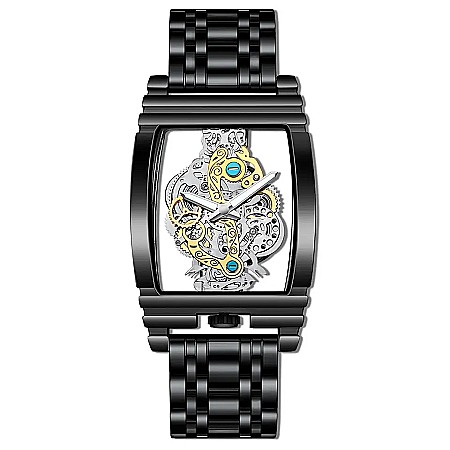 Ceas Barbatesc - Ceas barbatesc luxury MBrands quartz, bratara inox, spate transparent, secundar forma rotita, dreptunchi