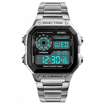 Ceas barbatesc SKMEI 1335 digital Quartz bratara inox [0]