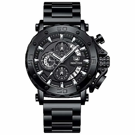 Ceas Barbatesc - Ceas barbati Liluoke chronograf , calendar, indici luminosi, curea inox