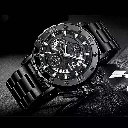 Ceas barbati Liluoke chronograf , calendar, indici luminosi, curea inox [1]