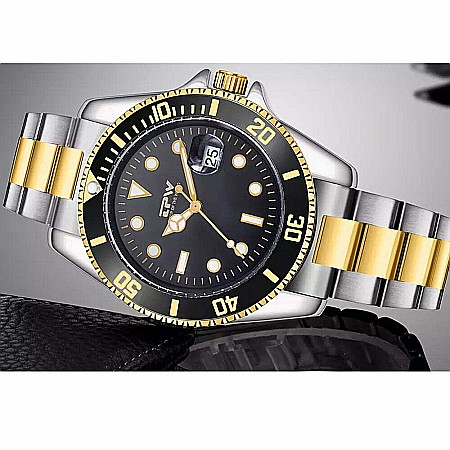 Ceas de barbati din inox MBrands desing clasic, afisaj data , mecanism japonez quartz, bezel rotativ [1]