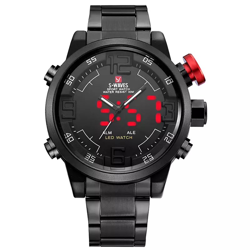 Ceas Barbatesc - Ceas de barbati MBrands dual led display, timer, alarma, army, curea inox