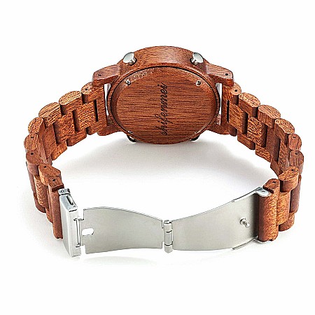 Ceas de barbati Shifenmei din lemn, curea din lemn, digital, cronograf, pedometru, Quartz [2]