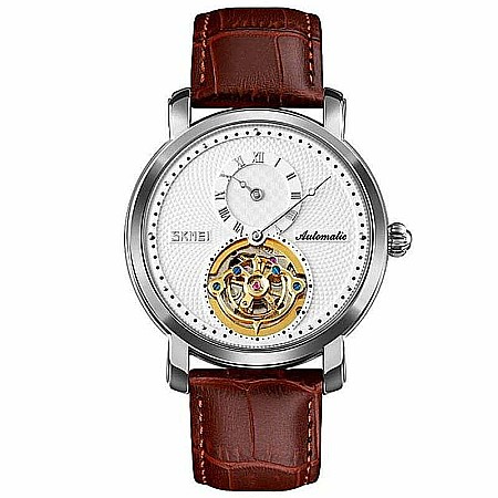 Ceas de barbati Skmei 9240 automatic tourbillon , curea din piele naturala [0]