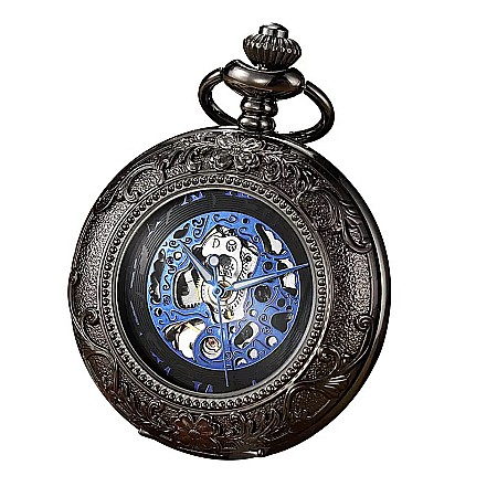 Ceas de buzunar MBrands,  skeleton, Mecanic, cu lant , rotund [1]