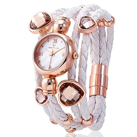 Ceasuri Dama - Ceas de dama cu bratari Temptation Alb-Roz gold