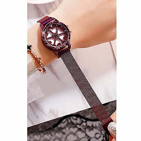 Ceas de dama Sanda, cadran in forma de inimioare rotative 360 grade bratara milaneza inchidere magnetica [3]