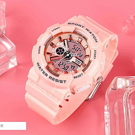 Ceas femei shockproof SKMEI 1689 Dual Time analog si digital, Inot, Cronograf [1]