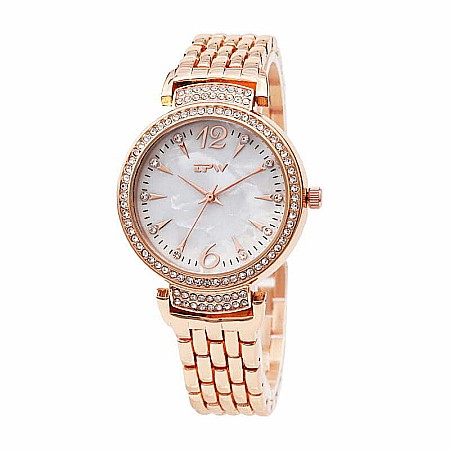 Ceas Mbrands de dama , cristale zirconiu, bratara din aliaj, mecanism Seiko PC21S , rose gold [0]