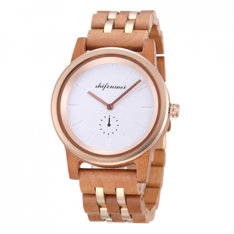 Ceasuri de cuplu MBrands din lemn, curea din lemn, mecanism quartz Miyota 2035 [4]