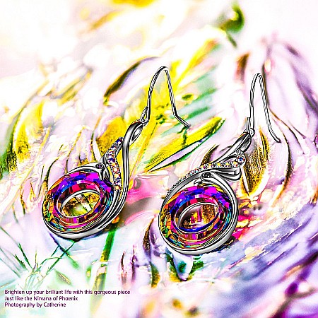 Cercei pasare phoenix Mbrands cu cristal vulcan austria [2]