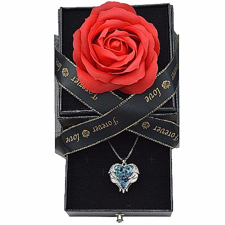 Colier MBrands, Cristal Austria, forma inima, cutie trandafir [0]