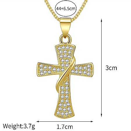 Colier MBrands cu pandantiv in forma de cruce cu cristale placat cu aur 18k [5]