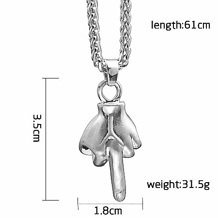 Colier MBrands , lant cu pandantiv in forma de mana ridicand degetul mijlociu [2]