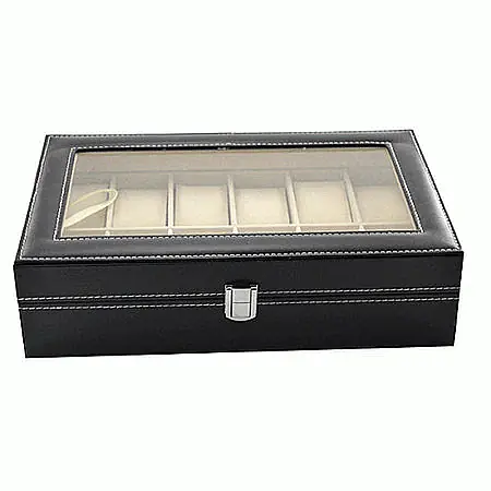 Cutie ceasuri,piele MBrands, cu 12 pernite , fereastra transparenta [4]