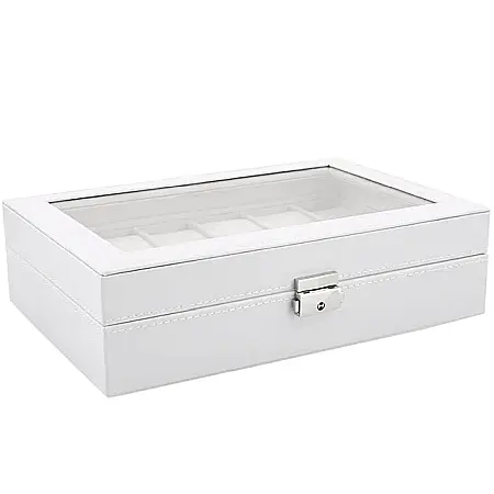 Cutie ceasuri,piele MBrands, cu 12 pernite , fereastra transparenta [5]