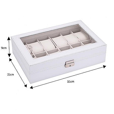 Cutie ceasuri,piele MBrands, cu 12 pernite , fereastra transparenta [2]