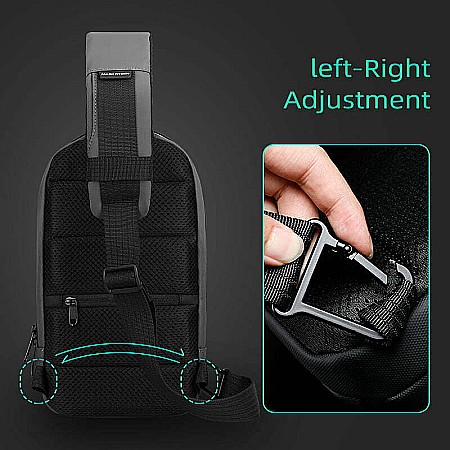 Geanta umar Smart Mark Ryden USB, impermeabila , buzunar pentru ipad 9.7 inch , negru , 32X20x12 cm [4]
