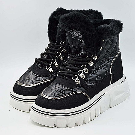 Ghete dama MBrands HI Tops, din material impermeabil lucios, imblaniti [2]
