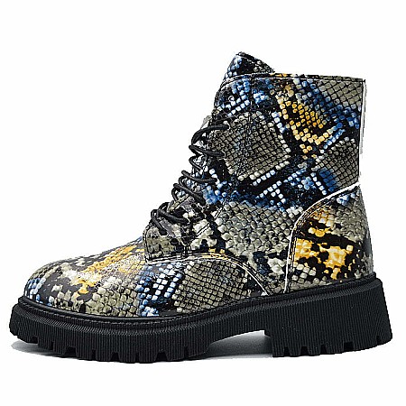 Încăltăminte Dama - Ghete dama MBrands HI Tops, din piele ecologica, imblaniti, cu presaj sarpe