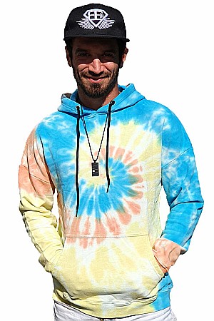 Hanorac barbati cu gluga slim fit, MBrands, Multicolor, decolorat manual, bumbac [1]