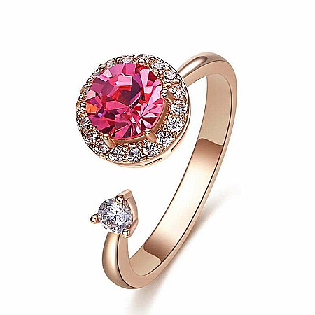 Inel MBrands rotativ 360 cu cristal , ajustabil , placat cu aur roz [0]
