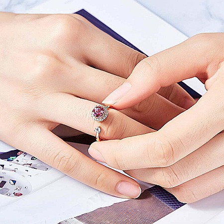 Inel MBrands rotativ 360 cu cristal , ajustabil , placat cu aur roz [1]