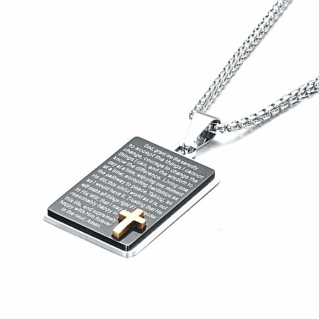 Lant cu pandantiv MBrands din inox , Dog Tag Army cruce si verset din biblie [1]