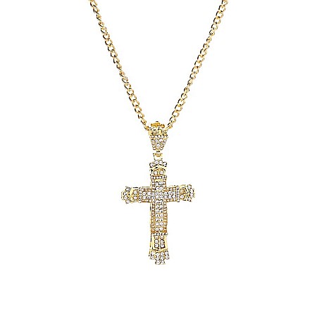 Alte Accesorii - Lant cu pandantiv MBrands in forma de cruce, 8.5 x 4.5 cm, decorata cu cristale din zirconiu, argintiu