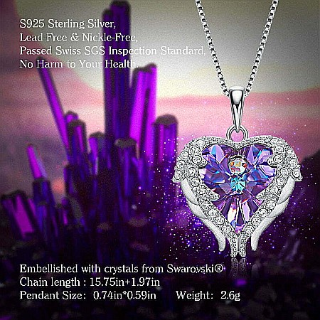 Lantisor + Colier din argint 925 Placat cu Aur Alb, cristal Austria, forma inima , cutie [2]