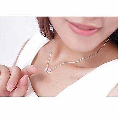 Lantisor din argint 925 cu Pandantiv din cristal Austria, forma cub [4]