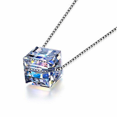 Lantisor din argint 925 cu Pandantiv din cristal Austria, forma cub [0]