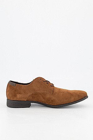 Pantofi cu siret MBrands, piele sintetica intoarsa, varf ascutit, Maro [1]