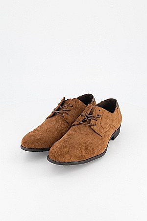 Pantofi cu siret MBrands, piele sintetica intoarsa, varf ascutit, Maro [3]