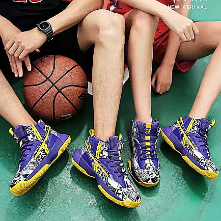 Pantofi sport baschet HI Tops MBrands, mov cu galben [4]