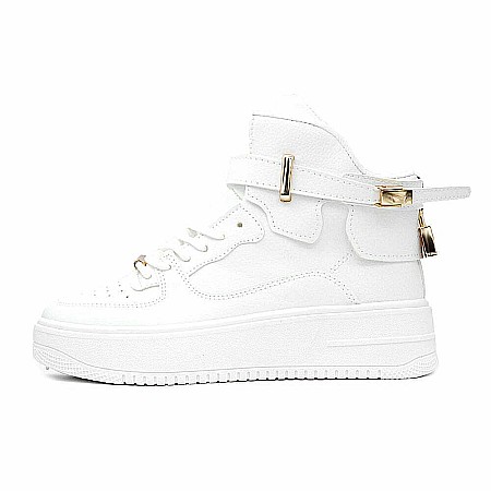 Pantofi sport high-top MBrands Albi cu catarama si lacatel [0]