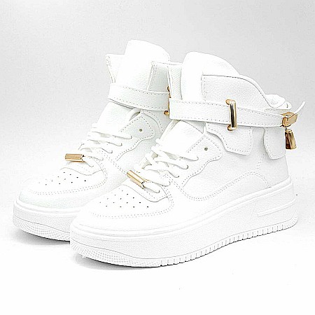 Pantofi sport high-top MBrands Albi cu catarama si lacatel [4]