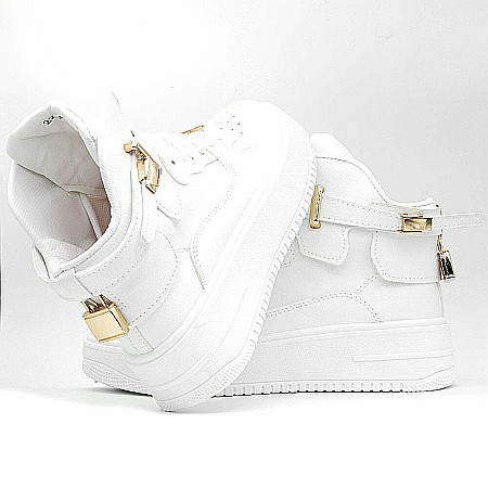 Pantofi sport high-top MBrands Albi cu catarama si lacatel [3]