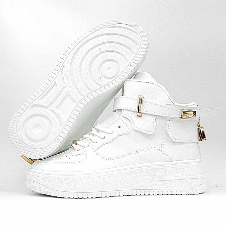 Pantofi sport high-top MBrands Albi cu catarama si lacatel [2]